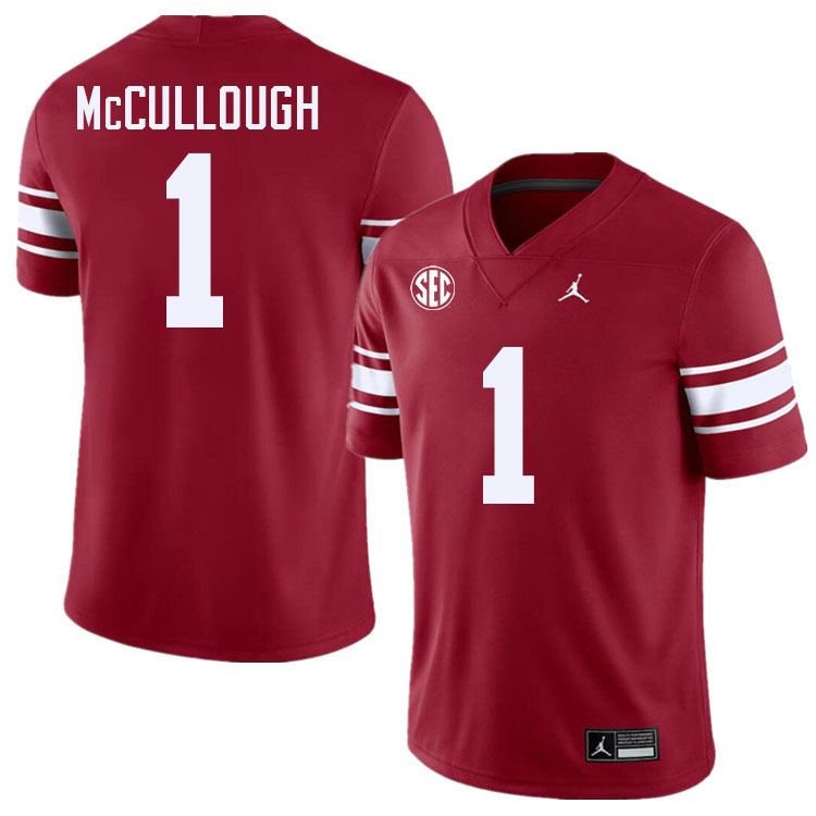 #1 Dasan McCullough Oklahoma Sooners 2024 SEC Conference College Football Jerseys-Throwback